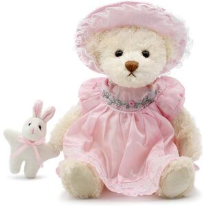 10" Oitscute Pink Small Teddy Bear with Cloth Stuffed Animal Soft Plush Toy